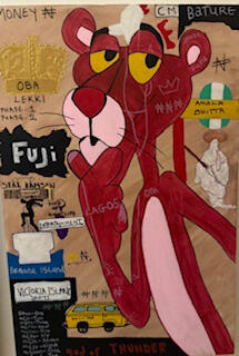 Pink Panther comes to Lagos. Acrylic on Canvas